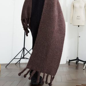 Heavy-duty Alpaca Wool Handcrafted Tassel Scarf, Long Style