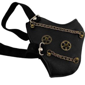 Skull Riding Leather Black Half Face Mask