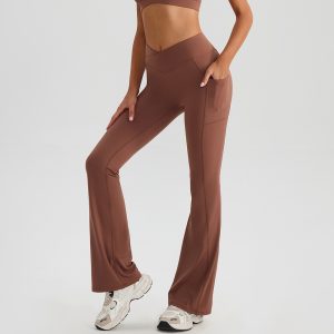 High-waisted Hip-lifting Yoga Pants With Wide Legs