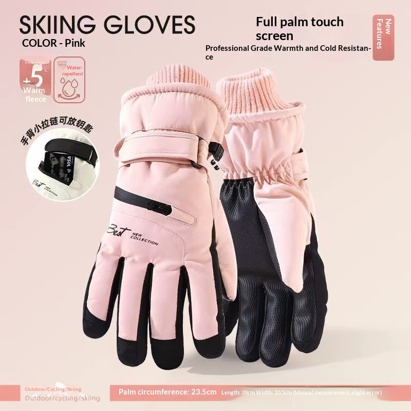 Womens Fleece-Lined Cold-Weather Five-Finger Cycling Gloves - Image 4