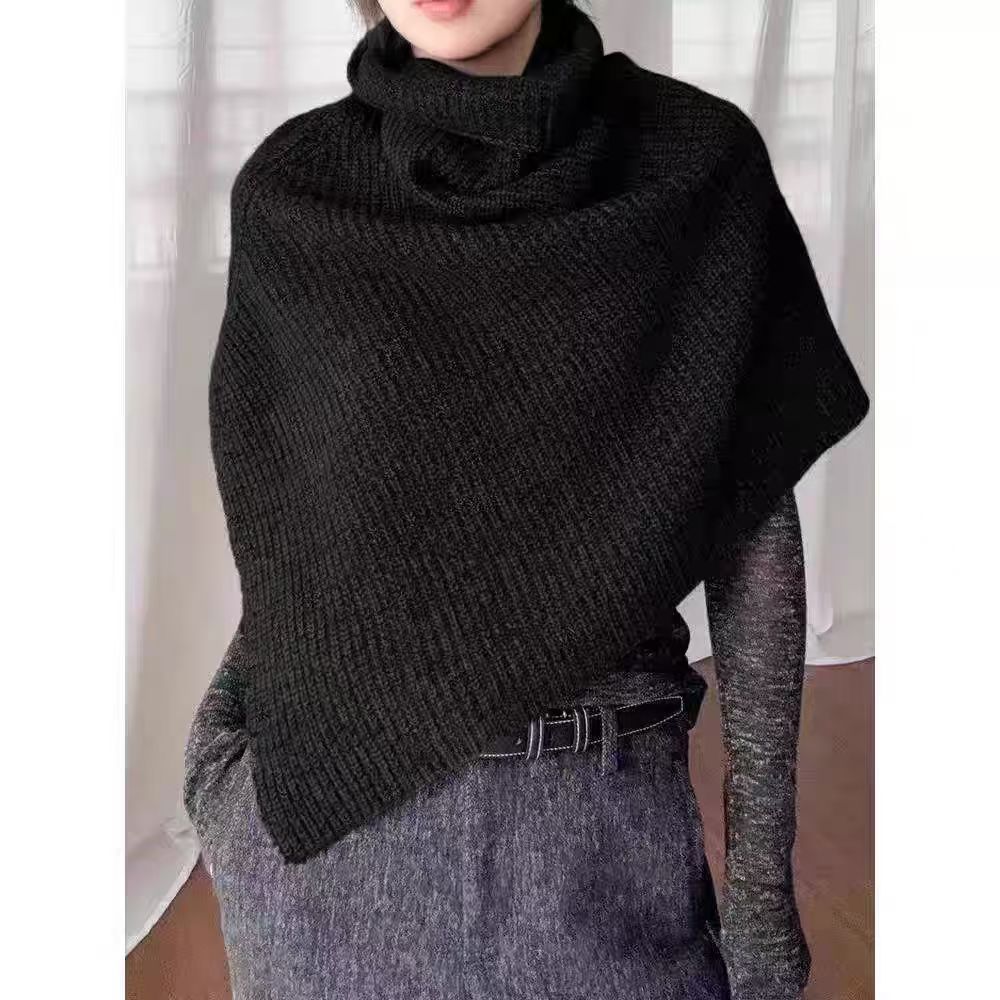 Stylish Versatile Dark Gray Knitted Neck Warmer - Image 6