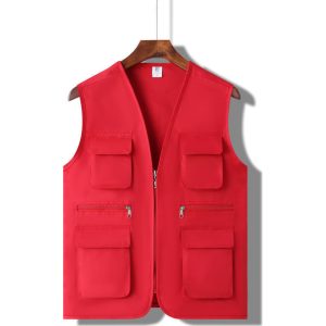 Thickened MultiPocket Vest With Printed Letters