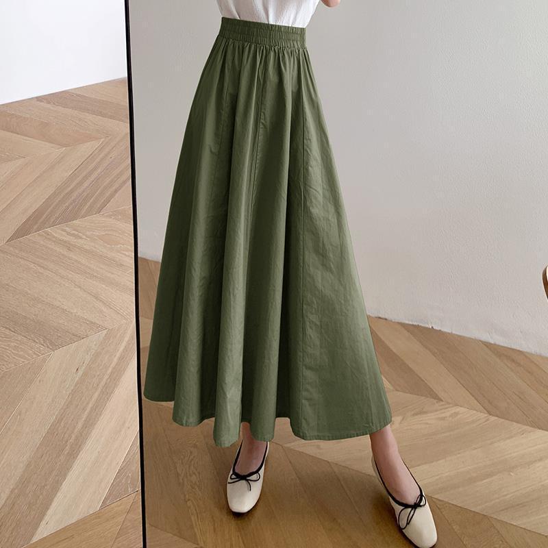Womens Casual Solid Color Midi Skirt - Image 2