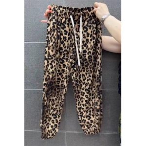 New Summer Leopard-Print Ice Silk Shake Pants