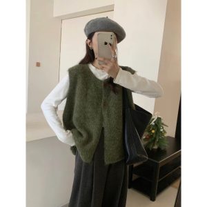 Minimalist Versatile Soft And Cozy Lazy-styled Sweater Vest Loose-fitting Layered Knit Vest