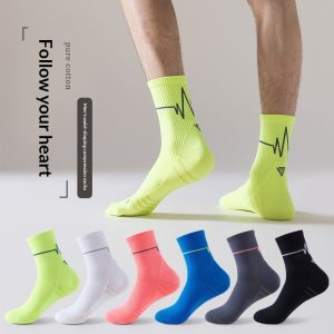 RUNYUBO Mid-Calf Bright-Colored ECG-Style Trendy Professional Running Socks