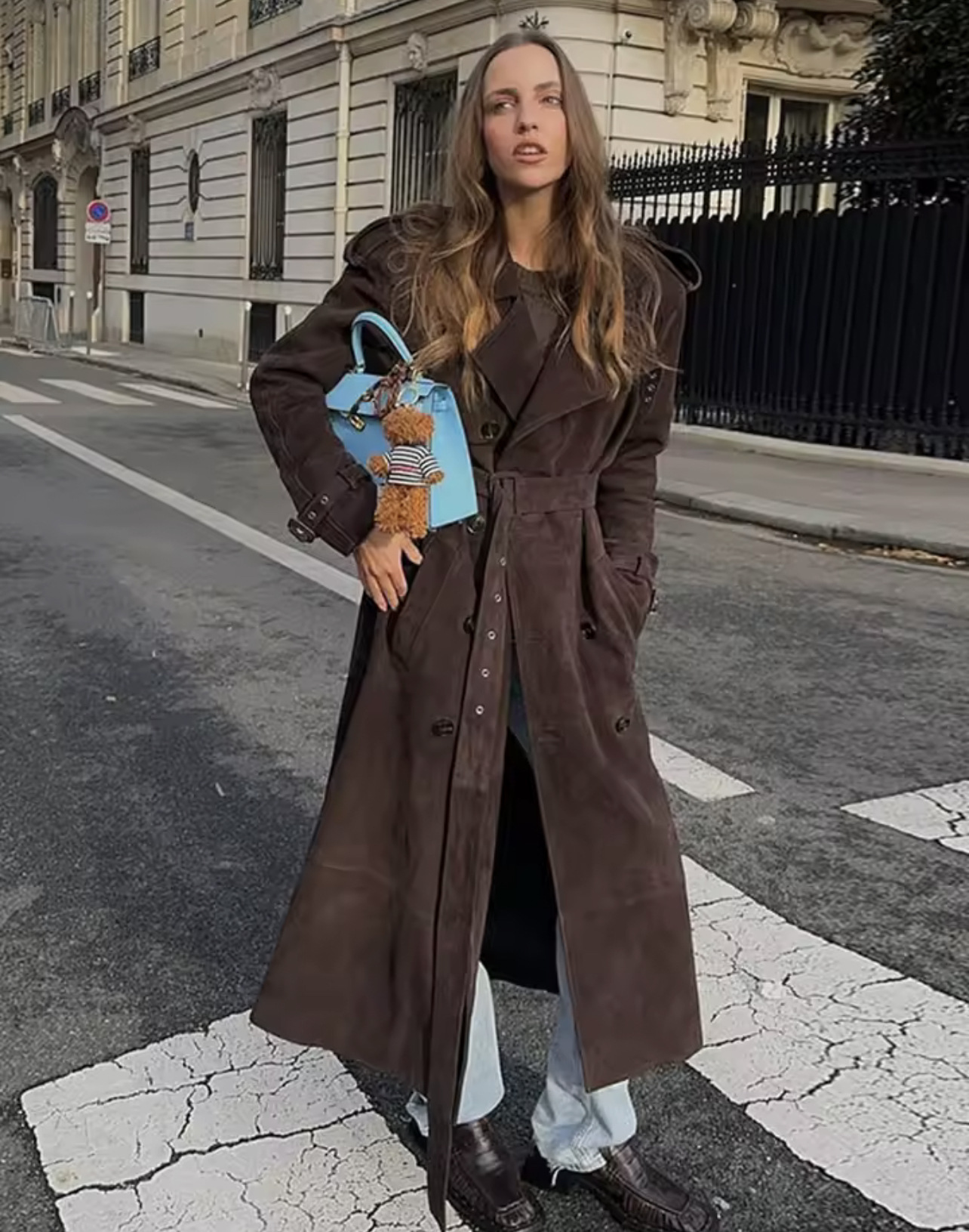 Womens Fashion Casual Mid Length Trench Coat Chic And Relaxed Fit Wool Outerwear - الصورة 7