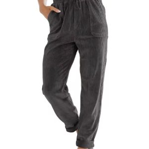 European And American Casual Pants Fashion Solid Color Corduroy Wide-leg Pants Women's Pants