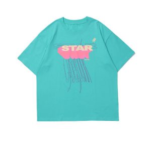 Candy-colored Letter-printed Short-sleeve Top