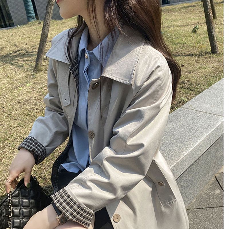 Plaid Patchwork Loose And Versatile Drape Coat - الصورة 2