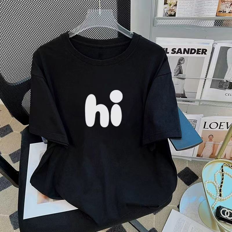 Womens Relaxed Minimalist Short-sleeve Top With A Print - Image 3