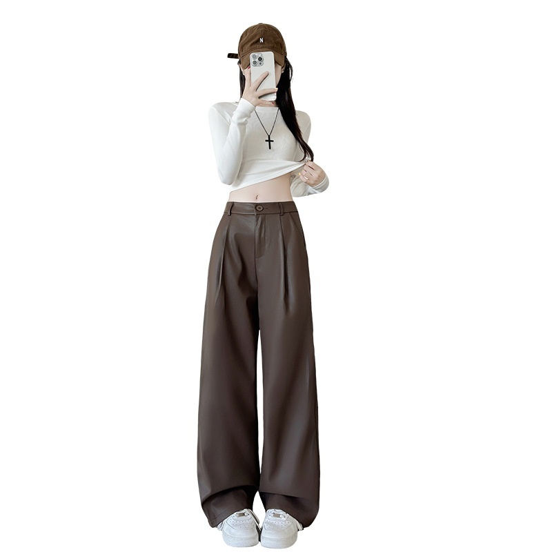 Womens Stylish Casual High-waisted Slimming Wide-leg Pants - Image 2