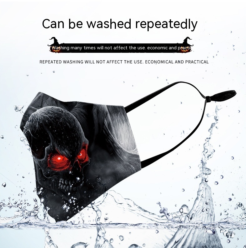 Milk Silk Double-layer Halloween Digital Printing Mask - الصورة 4