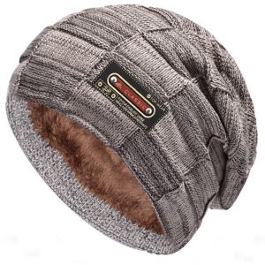 Fleece-lined Warm Knitted Mens Outdoor Beanie For Fall And Winter