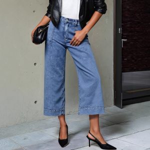 French-style Slimming Straight-leg Cropped Wide-leg Pants