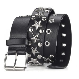 Five-pointed Star Rivet Wide Versatile Pin Buckle Punk-style Pants Belt