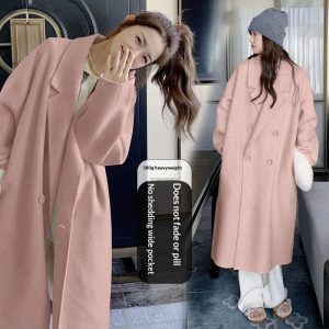 Women's Solid Color Casual Versatile Mid-length Wool Coat