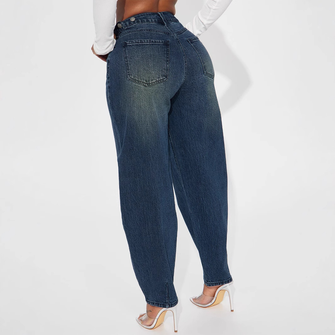Womens Designer Washed-Blue Retro Flared Denim Jeans - الصورة 2