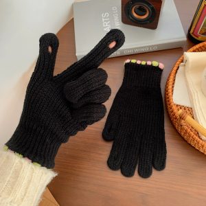 Winter Fingerless Knitted Gloves Touchscreen Warm Windproof