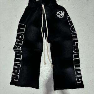 Womens All-Match Casual Loose Drawstring Pants With Letter Print