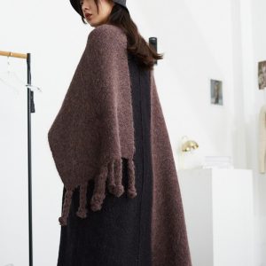 Heavy-duty Alpaca Wool Handcrafted Tassel Scarf, Long Style