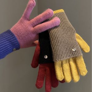 Dual-Use Colorblock Knitted Wool Gloves In The Maillard Style