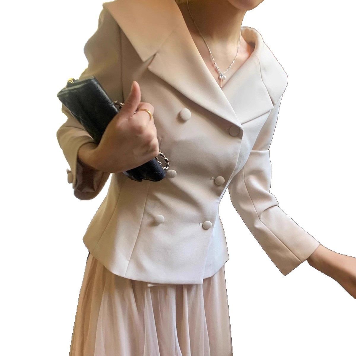 Korean-style Elegant Waist-cinching Figure-flattering Double-breasted Blazer - الصورة 5