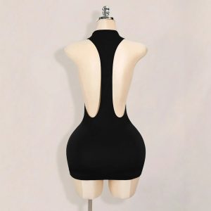 Sheer Low-cut Backless Hip-hugging Dress