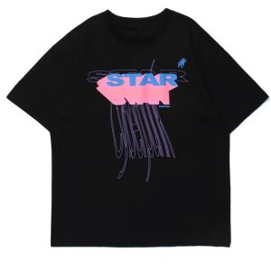 Candy-colored Letter-printed Short-sleeve Top