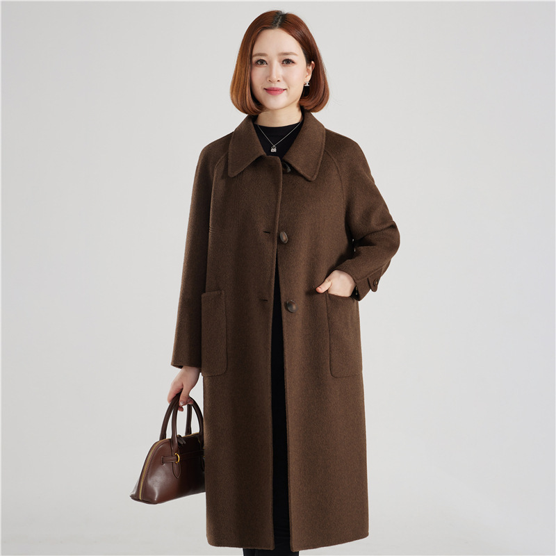 Stylish Double-Faced Wool Coat For Elegant Outerwear For Mature Women And Moms