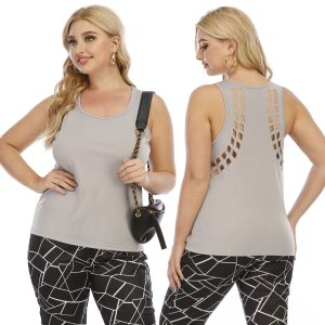 Hollow-out Burnt Flower Casual Simple Women's Vest T-shirt