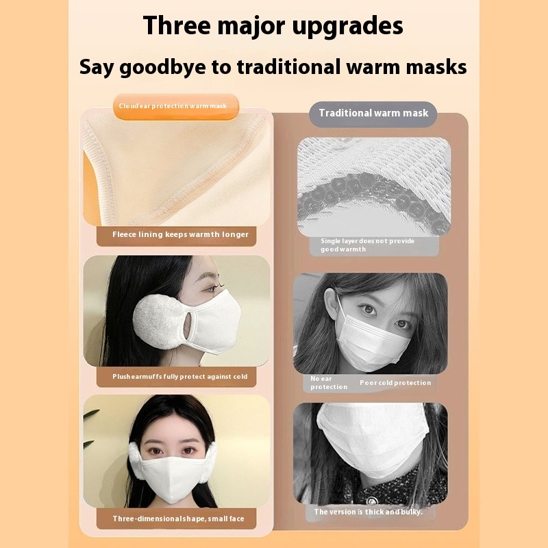 Cloud Warm Mask Winter Female Plush Cute Ear Protection Fleece-lined - Image 2