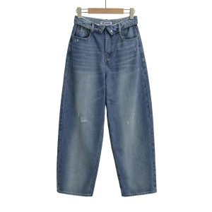 Niche High-waisted Wide-leg Pants With A Curled Hem For Women