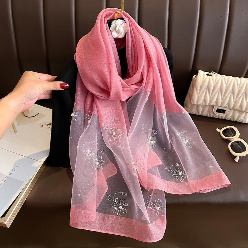 High-end Printed And Beaded Shawlscarf For Outerwear - Image 9