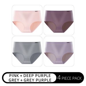 Womens High-Waisted Solid-Colored Breathable Comfortable Thong Underwear