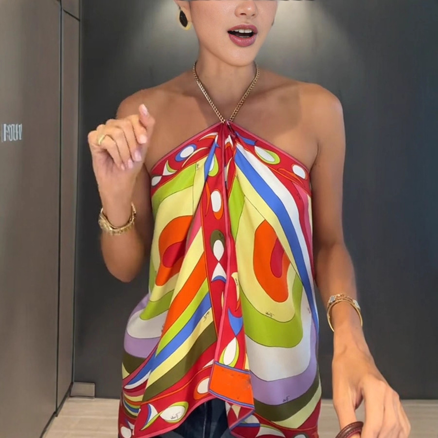 New Spring Summer Halterneck Bra With Positioning Print