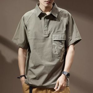 Mens Summer Retro Lapel Trendy T-Shirt