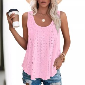 Crew-neck Loose-fitting Sleeveless T-shirt Top