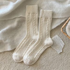 Japanese-style Twisted-knit Solid-color Versatile Basic Ankle Socks
