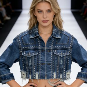 Long-sleeved Distressed Beaded Jacket Top