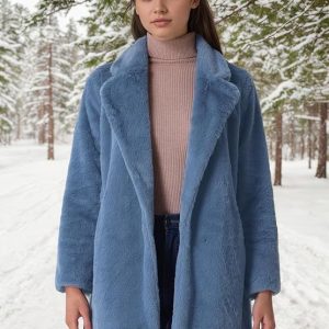 Women's Imitation Otter Rabbit Fur Grass Medium Long Suit Collar Coat