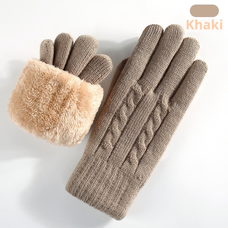 Double-layer Fleece-lined Warm And Cold-proof Knitted Gloves - Image 10