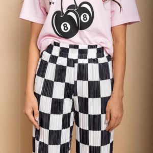 Fashionable Minimalist Plaid Print Pleated Trousers