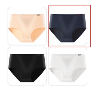 Womens High-Waisted Solid-Colored Breathable Comfortable Thong Underwear