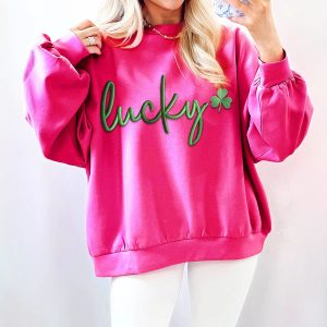 Womens Color-Block Letter Embroidery Crewneck Sweatshirt