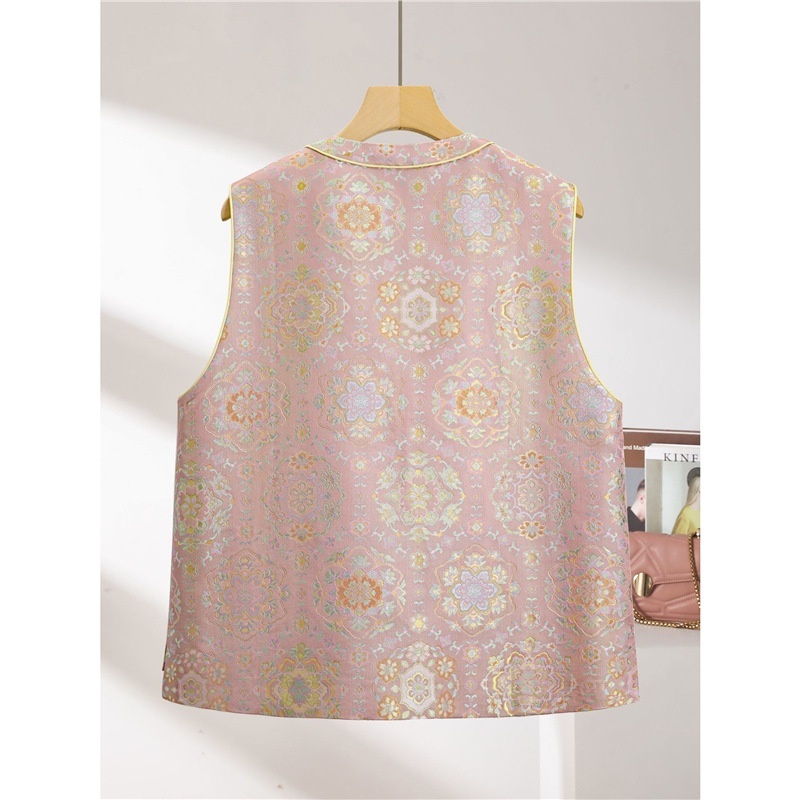 Spring Chinese-style Waistcoat With Brocade Peony Blossom Design - Image 4