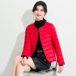 Womens Lightweight Short Crewneck Cotton Liner Jacket