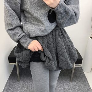 Sophisticated Textured Houndstooth Bloom Casual Pants