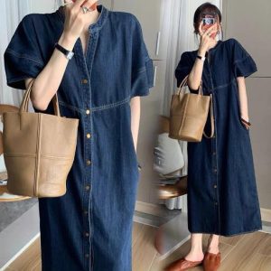 New Denim Dress Thats Slimming Figure-hugging And Skims The Hips