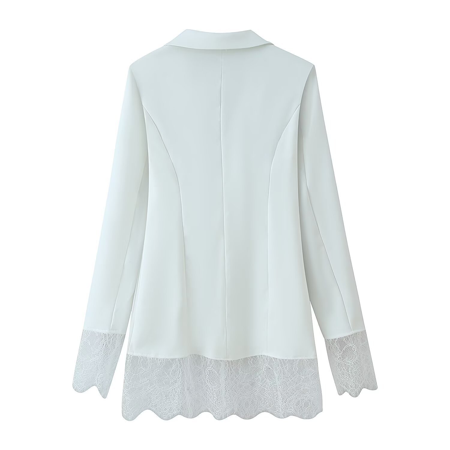 Tailored Hem Lace Patchwork Suit Jacket - الصورة 3